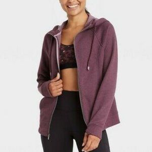 NWT Spring Sweater Fleece Full Zip Hooded Sweatshirt Hoodie S Mulberry